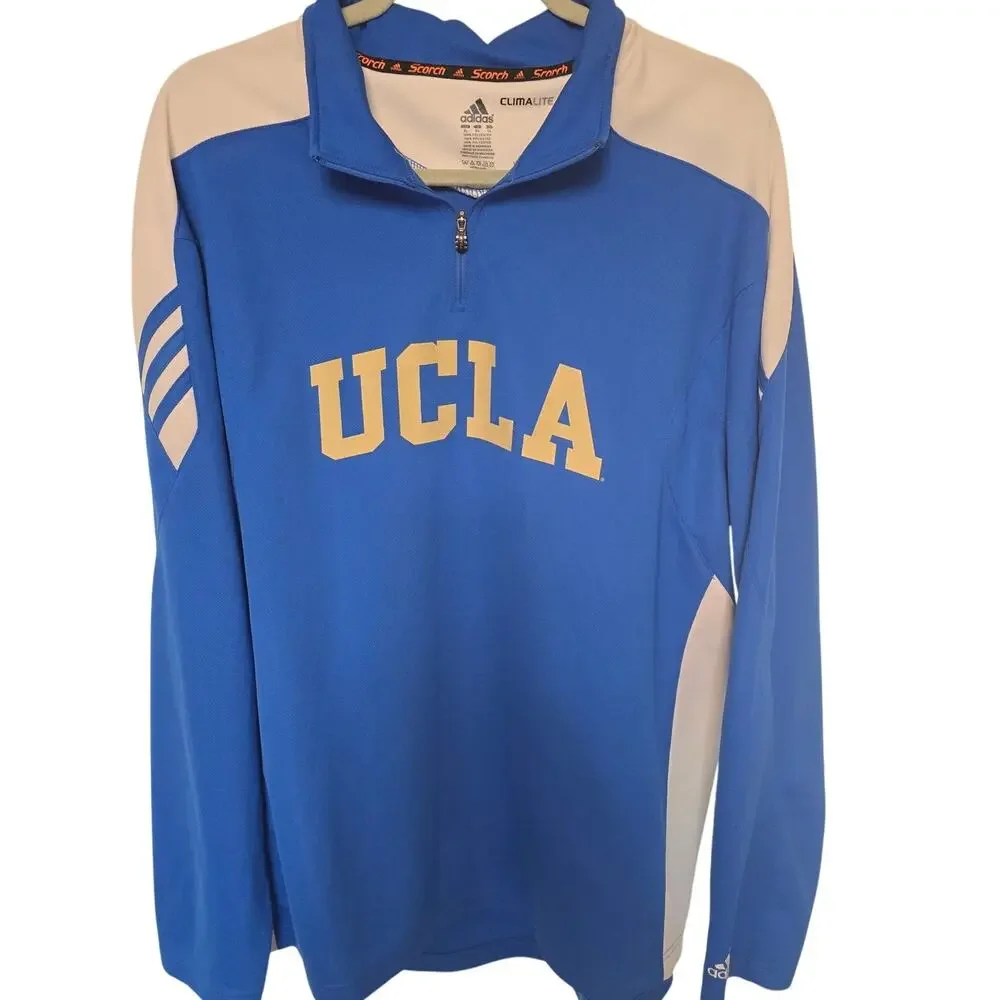 Adidas UCLA Bruins Mens XL ClimaLite Scorch 1/4 Zip Pullover Blue NWOT NEW